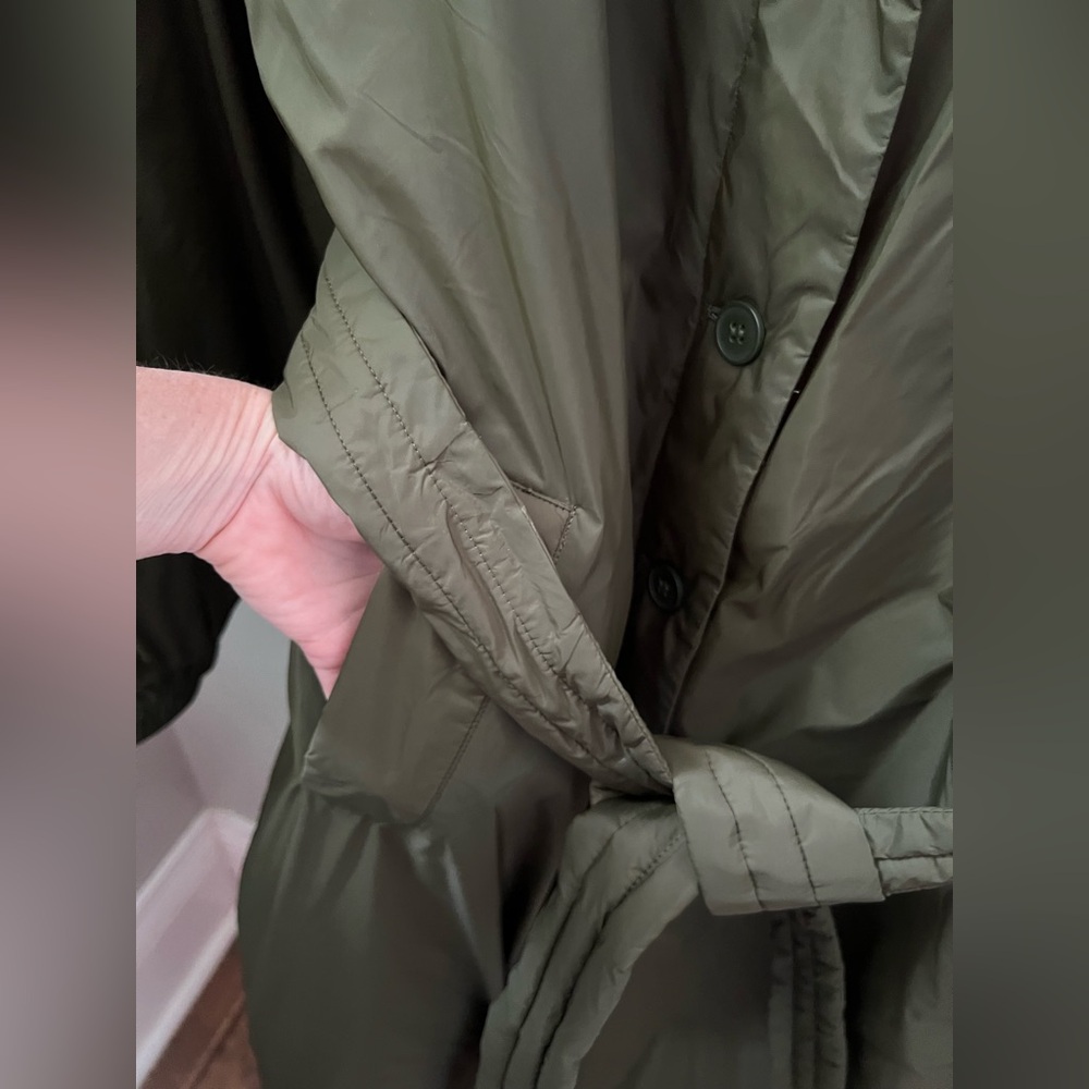 & Other Stories Belted Trench Coat In Olive Green Size Medium New - Picture 6 of 11